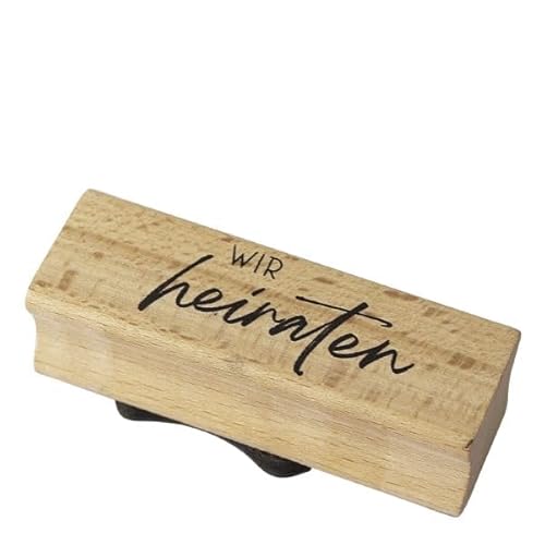 Artoz Stempel – Holzstempel – „Wir heiraten“ – 20 x 60 mm – Motivstempel zum Kartenbasteln für Einladungen zur Hochzeit oder Save the Date-Karten von ARTOZ