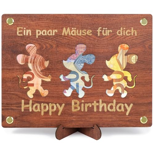 ARTREE Geldgeschenke Geburtstag, Geburtstagskarte aus Holz, Geschenkideen Geldkarte Geburtstag, Kreatives Geldgeschenke Verpackung Personalisierte Geldgeschenk zum Geburtstage für Frauen Männer von ARTREE