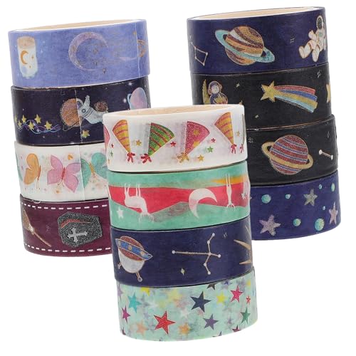 ARTSEWPLY 12 Rollen Klebeband Mit Universum-thema, Dekoratives Washi-tape, Scrapbooking, Washi-tape-ornament von ARTSEWPLY