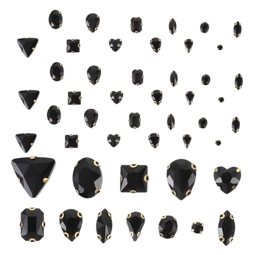 ARTSEWPLY 130St Strasssteine ​​von Hand nähen schmucksteine gems bastelmaterial craft Strass Handwerk mehrfarbig basteln bastelset glitzernde kleine Strasssteine Kleidung Strass Glas Black von ARTSEWPLY