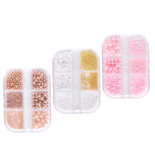 ARTSEWPLY 3 Kisten Nagelperlen apfelding nail decoration manikür set trauzeugengeschenke Nagelschmuck weißer Nagel Maniküre selber machen Perlen gestaltete Nagelanhänger Nagel Charms Plastik von ARTSEWPLY