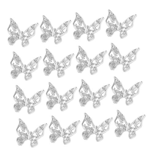 ARTSEWPLY 30st Schmetterlingsanhänger Nageln Schmetterlings-nagelanhänger Bogen Nagel Dekoration Schmetterling Nagel Edelsteine Schmetterling Nagelstecker 3d-nagelverzierungen Metall Silver von ARTSEWPLY