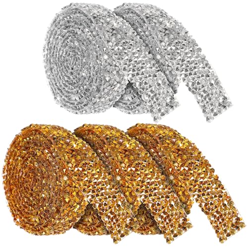 ARTSEWPLY 5 Rollen Klebstoff hochzeitsdeko wedding decoration Fotorahmendekoration rhinestone kerzendekoration Schleife grünes Band Strasssteine Falten Strassband Hochzeitsaufkleber Plastik von ARTSEWPLY