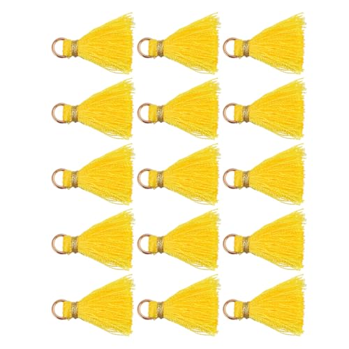 ARTSEWPLY 50 Stück Quaste Anhänger Bausatz seidige handgemachte Quaste DIY Quaste zappeln quasten für lesezeichen Schlüsselanhänger Tassel dekoration DIY-Quaste Quaste für DIY Rayon Yellow von ARTSEWPLY