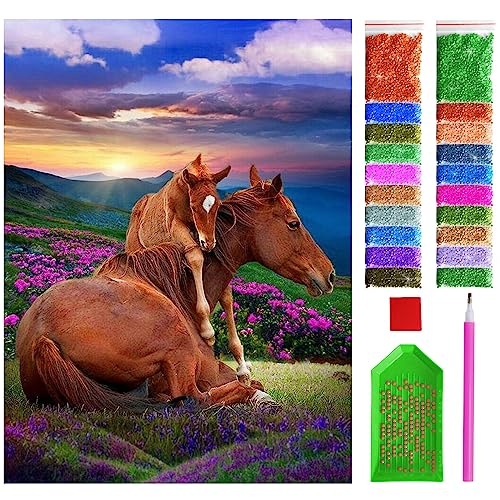 ARTULIO Diamond Painting Pferd Set – 5D Diamant Painting Bilder 30x40 cm mit Diamond Painting Zubehör für Kinder und Erwachsene - Crystal Art für Home Wand Deko von ARTULIO