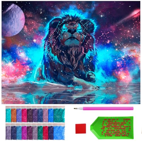 ARTULIO Diamond Painting Set - Kosmische Natur/Löwe - 30x40 cm – 5D Diamant Painting Bilder DIY, Diamond Painting Erwachsene von ARTULIO