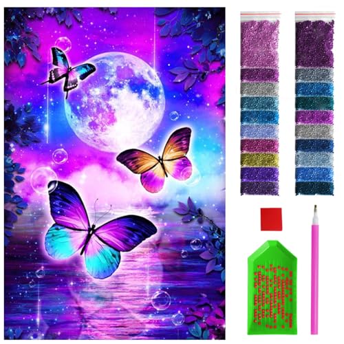 ARTULIO Diamond Painting Set - Bunte Schmetterlinge auf abstraktem Hintergrund - 40x60 cm - Groß XXL - 5D Diamant Painting Bilder DIY, Diamond Painting Erwachsene von ARTULIO