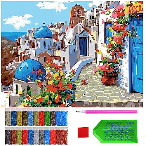 ARTULIO Diamond Painting Set Charmante Südliche Stadt – 5D Diamant Painting Bilder 30x40 cm mit Diamond Painting Zubehör für Kinder und Erwachsene - Crystal Art - Wand Deko von ARTULIO