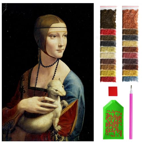 ARTULIO Diamond Painting Set - Dame mit Hermelin von Leonardo da Vinci - 40x60 cm - Groß XXL - 5D Diamant Painting Bilder DIY, Diamond Painting Erwachsene von ARTULIO