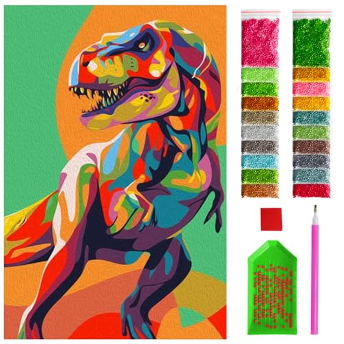 ARTULIO Diamond Painting Set - Dinosaurier in bunten Farben - 40x60 cm - Groß XXL - 5D Diamant Painting Bilder DIY, Diamond Painting Erwachsene von ARTULIO