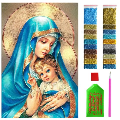 ARTULIO Diamond Painting Set - Madonna mit kleinem Kind - 40x60 cm - Groß XXL - 5D Diamant Painting Bilder DIY, Diamond Painting Erwachsene von ARTULIO