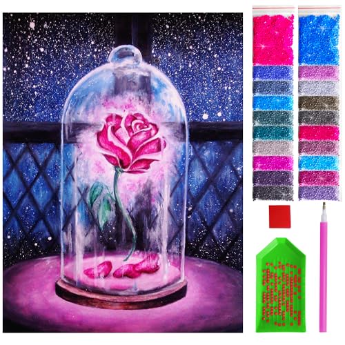 ARTULIO Diamond Painting Set - Magische Rose unter Glas - 30x40 cm – 5D Diamant Painting Bilder DIY, Diamond Painting Erwachsene von ARTULIO