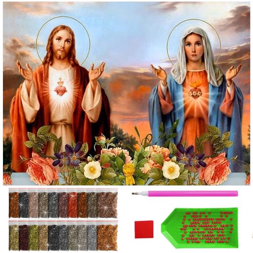 ARTULIO Diamond Painting Set – Mutter mit Jesus - 30x40 cm – 5D Diamant Painting Bilder DIY, Diamond Painting Erwachsene von ARTULIO