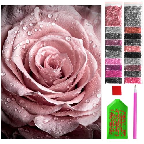 ARTULIO Diamond Painting Set – Rose mit Wassertropfen - 30x40 cm – 5D Diamant Painting Bilder DIY, Diamond Painting Erwachsene von ARTULIO