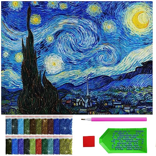 ARTULIO Diamond Painting Set - Sternennacht von Vincent Van Gogh - 30x40 cm – 5D Diamant Painting Bilder, Diamond Painting Erwachsene von ARTULIO