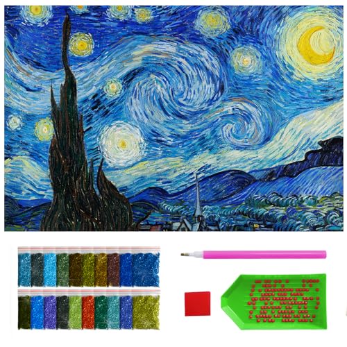 ARTULIO Diamond Painting Set - Sternennacht von Vincent van Gogh - 40x60 cm - Groß XXL - 5D Diamant Painting Bilder DIY, Diamond Painting Erwachsene von ARTULIO