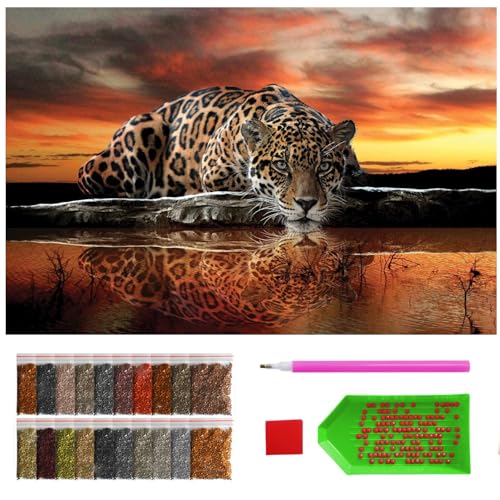 ARTULIO Diamond Painting Set - Tiger bei Sonnenuntergang - 40x60 cm - Groß XXL - 5D Diamant Painting Bilder DIY, Diamond Painting Erwachsene von ARTULIO