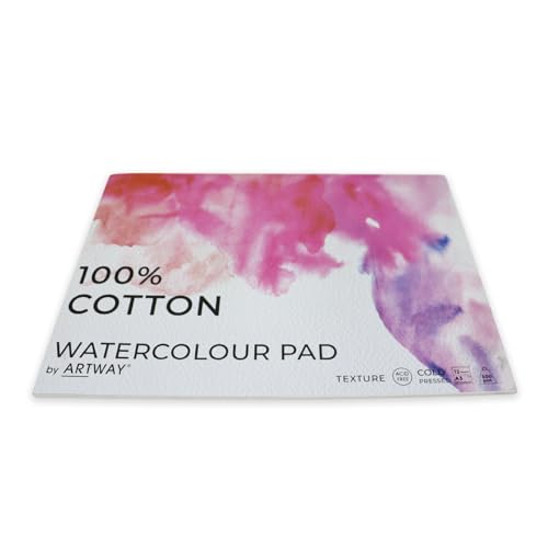 Artway Aquarellblock, A3, kaltgepresst, 300 g/m², 100% Baumwolle, 12 Blatt, weiß von ARTWAY