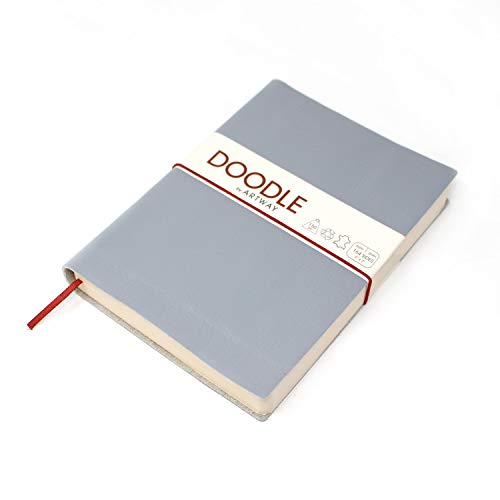 Artway Indigo Doodle - Esche Grau Leder Journal/Skizzenbuch - 175mm x 125mm - 164 Blätter/82 Seiten aus 150gsm Kartuschenpapier von ARTWAY