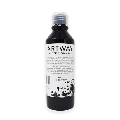 Artway Schwarze Tusche - 300ml - Ideal zum Zeichnen, Illustrieren und für Kalligraphie von ARTWAY