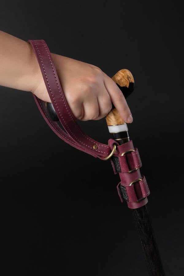 Leder Gehstock Handgelenk Schnüre - Marsala, Handschlaufe von ARTWalkingSticks