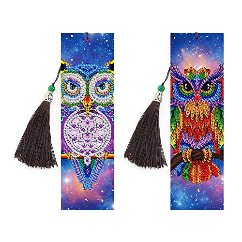 2pcs 5D Diamond Painting Bookmark Vögel DIY Special Shaped Diamond Pasted Painting Bookmark Leder Stickerei Lesezeichen Diamant Stickerei Malerei Quaste Leder Lesezeichen Set von ARVALOLET