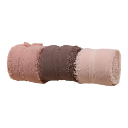 ARVALOLET 3 Roll Chiffon Seidenband Ausgefrättes Randband DIY Geschenk Quasten Band (Kaffee) von ARVALOLET