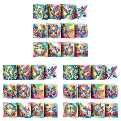 ARVALOLET 36 Pack 5d Diamond Malerei Kit, Spezialform Hummingbird DIY Diamond Malerei -Malkarte Schmetterling Strass Strsestone Malkarten Kit Dragonfly Grußkarte for Familienfreunde Geschenk von ARVALOLET