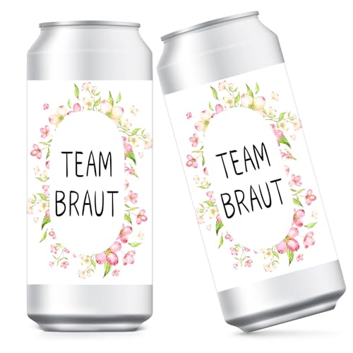 15 Stück Braut Dosen Aufkleber, JGA Aufkleber für Prosecco Dosen, Hochzeit Team Aufkleber für JGA Hochzeit Getränkedosen, Selbstklebende Aufkleber Banderole (Blume) von ARVOV