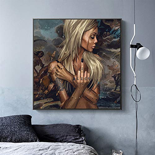 ARjzap DIY Ölgemälde Frau Tattoo Malen nach Zahlen DIY Acrylmalerei Kit für Kinder & Erwachsene Anfänger45x45cm kein Rahmen von ARjzap