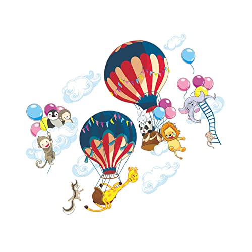 ASAKKURA 1 Set Cartoon Tier Luftballon Wandtattoo Tieraufkleber Für Kinderzimmer Niedliche Tiermotive Für Kinderzimmer Dekoration Selbstklebende Wanddeko Für Das Babyzimmer von ASAKKURA