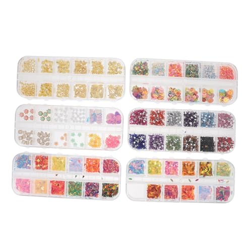 ASAKKURA 6 Boxen 3d Nail Art Decor Maniküre Pearl Nagel Charm Nail Art Supplies von ASAKKURA