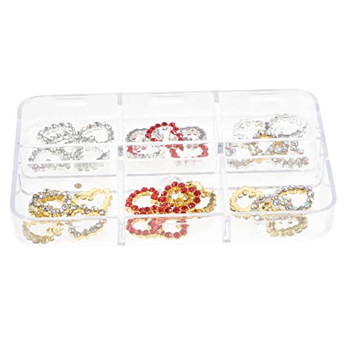 ASAKKURA Charms for Nails Design Nagelzauber für Acrylnägel Nagelschmuck Nailart Accessoires mit Strasssteinen Nagelzubehör Nagelkunstartikel Strass Aufkleber Herz Nagelkunst Strass Strass von ASAKKURA