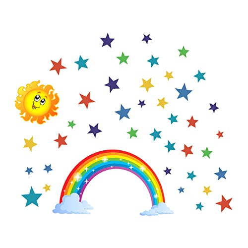 ASAKKURA Regenbogen Wandtattoo Für Das Kinderzimmer Kreativer Wandaufkleber Pastellfarben Dekorativer Sticker Für Schlafzimmer Und Spielzimmer Größe S Einzigartiges Design Zur von ASAKKURA