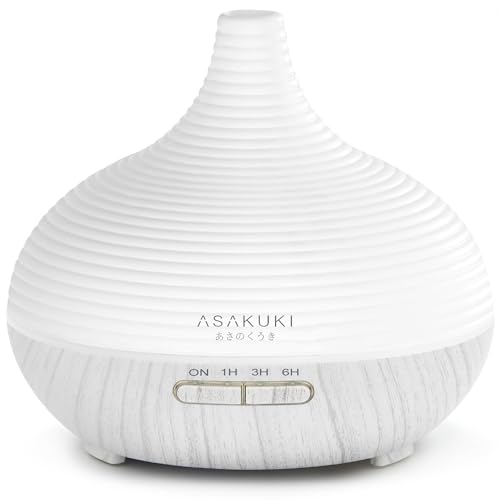 ASAKUKI Diffusor 300ml für Duftöle, Premium Ultraschall Luftbefeuchter Aromatherapie Öle Diffusor mit 7 farbigem LED Licht, BPA Free für Spa,Schlafzimmer, Büro von ASAKUKI