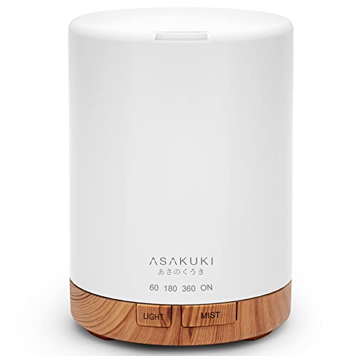 ASAKUKI Aroma Diffuser 300ml für Duftöle, 5 In 1 Ultraschall Aromatherapie Diffusor, Luftbefeuchter mit Timer, Automatischer Abschaltung bei Wasserlosem Zustand (Braun) von ASAKUKI