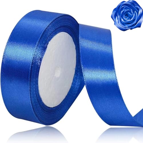 Blaues Satinband für Weihnachtsfeiern, 20 mm, 23 m, königsblaues Satinband für Geschenkverpackungen, Basteln, Hochzeit, Weihnachten, Haarschleifen, Blumensträuße, Jubiläen, Babypartys von ASALZBOAY