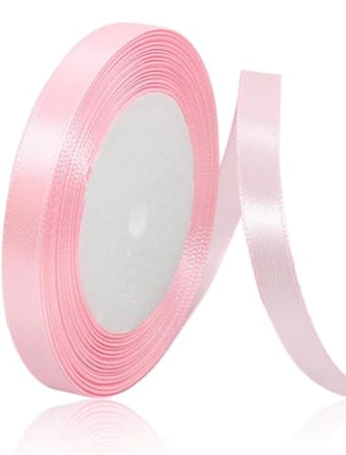 Blush Pink Ribbon 10 mm für Weihnachtsfeier-Dekorationen, 23 Meter Blush Pink Satinband für Geschenkverpackungen, Basteln, Hochzeitsfeier, Weihnachten, Haarschleifen, Blumensträuße, Jubiläen, von ASALZBOAY