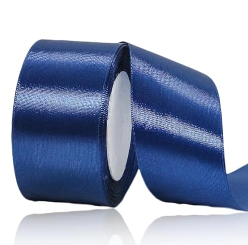 Geschenkband Dunkelblau 50 mm Breit,23 Meter Satinbänder Marineblau Stoff Schleifenband Kunsthandwerk,Hochzeitsdekoration, Weihnachten, Haarbögen, Blumensträuße, Geburtstag und Geschenkverpackung von ASALZBOAY