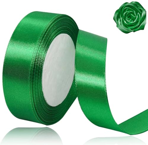 Grünes Satinband für Weihnachtsfeiern, 20 mm, 23 m, grünes Satinband für Geschenkverpackungen, Basteln, Hochzeit, Weihnachten, Haarschleifen, Blumensträuße, Jubiläen, Babypartys von ASALZBOAY