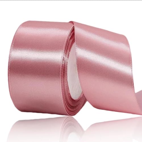 Geschenkband Roségold 50 mm Breit,23 Meter Satinbänder Rose Rosa Stoff Schleifenband Kunsthandwerk,Hochzeitsdekoration, Weihnachten, Haarbögen, Blumensträuße, Geburtstag und Geschenkverpackung von ASALZBOAY