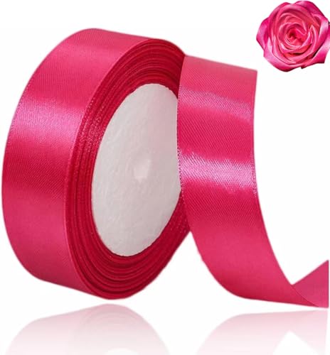 Satinband in Hot Pink, 20 mm für Weihnachtsfeier-Dekorationen, 23 m, rosenrotes Satinband für Geschenkverpackungen, Basteln, Hochzeitsfeier, Weihnachten, Haarschleifen, Blumensträuße, Jubiläen, von ASALZBOAY