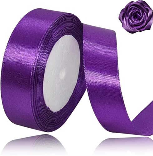 Violettes Satinband für Weihnachtsfeiern, 20 mm, 23 m, violettes Satinband für Geschenkverpackungen, Basteln, Hochzeit, Weihnachten, Haarschleifen, Blumensträuße, Jubiläen, Babypartys von ASALZBOAY