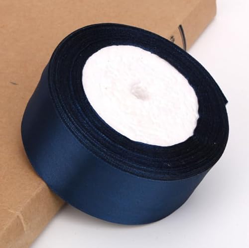 Satinband, 4 cm, 22,7 m dick, solide Stoffbänder, Band für Geschenkverpackungen, Nähen, Basteln, Haarschleifen und Kuchendekoration (dunkelblau) von ASEANAO