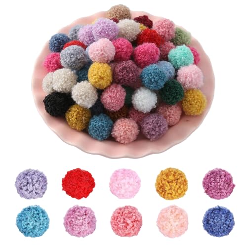 100 pompons zum basteln filzkugeln pompom Flauschigen Plüsch Bälle Set filzkugeln bunt bommel zum basteln Mini Pom Bommeln Bälle DIY Kreative Handwerk Bunte Bommeln bälle für Schmuck Heimdekorationen von ASFWAGQ