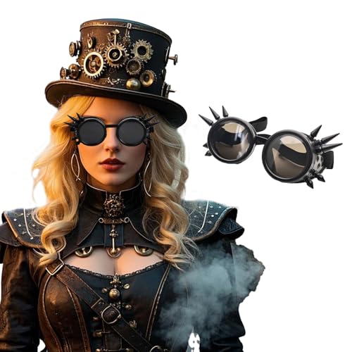 ASFWAGQ Vintage Steampunk Kostüm viktorianische Spiked Steampunk Brille Unisex Stil Steampunk Punk Schutzbrille Gothic Stil Punk Steampunk Accessoires für Halloween Kostüm Karneval Fasching Kostüm von ASFWAGQ