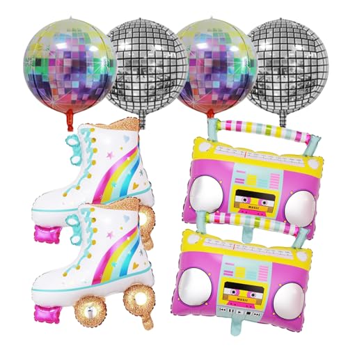 Folienballon Disco 4D Luftballon Roller Skate Disco Ballons, Folienballon Radio 80er 90er Jahre Retro Geburtstags Karneval Party Deko Hip Hop Mottoparty Ballons von ASFWAGQ