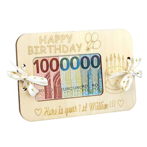 Holz Geldgeschenk Verpackung Geburtstag Geschenk Geburtstagskarte Bargeld Bilderrahmen Geldkarte Holzdekoration Hölzernes Ständer Tischdeko Happy Birthday Gift von ASFWAGQ