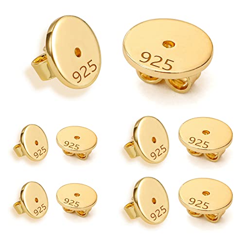 Ohrstecker Ohrring Verschlüsse Gold, 8 Stück Silber 925 Ohrstecker Ohrring Stopper Gold Ohrstopper Verschlüsse Sicher Ersatz für Pfosten, Schmetterlings Verschlüsse Ohrstecker Gold Schmuckherstellung von ASH'S CHOICE