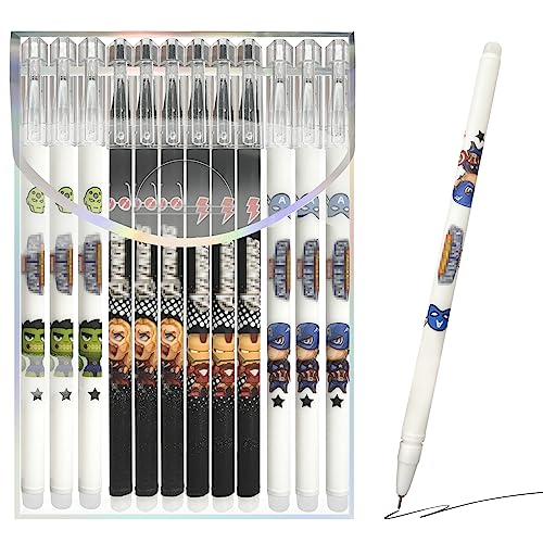 12 Stück Cartoon Gel Ink Pen Gelschreiber mit 6 Weiß und 6 Schwarze,Cartoon Radierbarer Kugelschreiber,Löschbarer Gelstift,Reibungsstifte,Kawaii Gel Kugelschreiber,Gelschreiber Gel Stift 0.35mm von VWPEYY